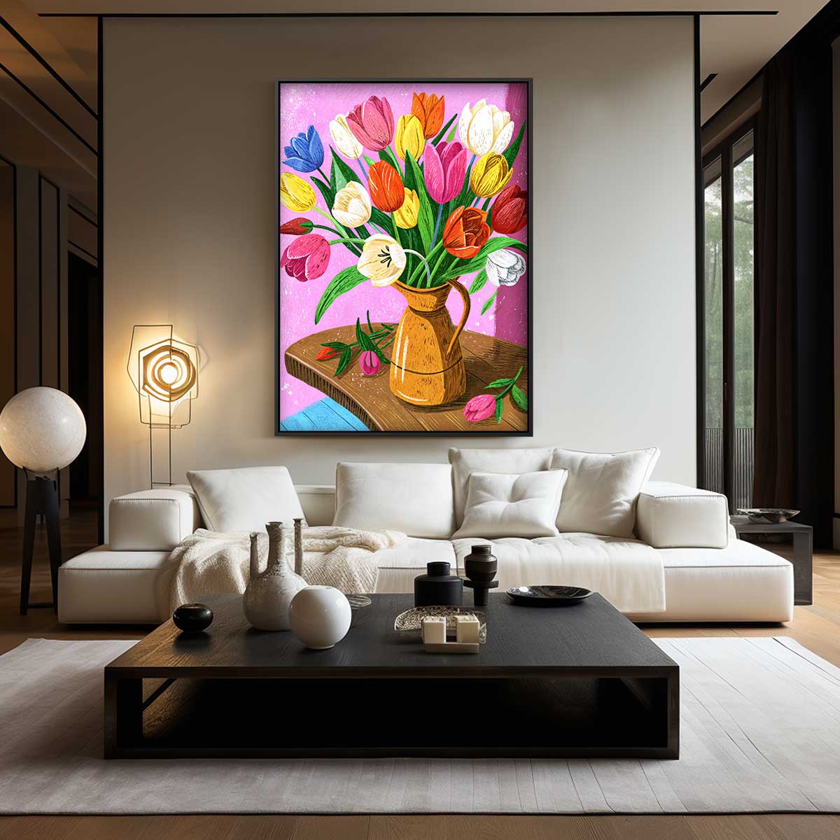 Bloeiende Boeket Illustratie Kunstwerk-canvas-dibond-plexiglas-wanddecoratie-WallArtistic