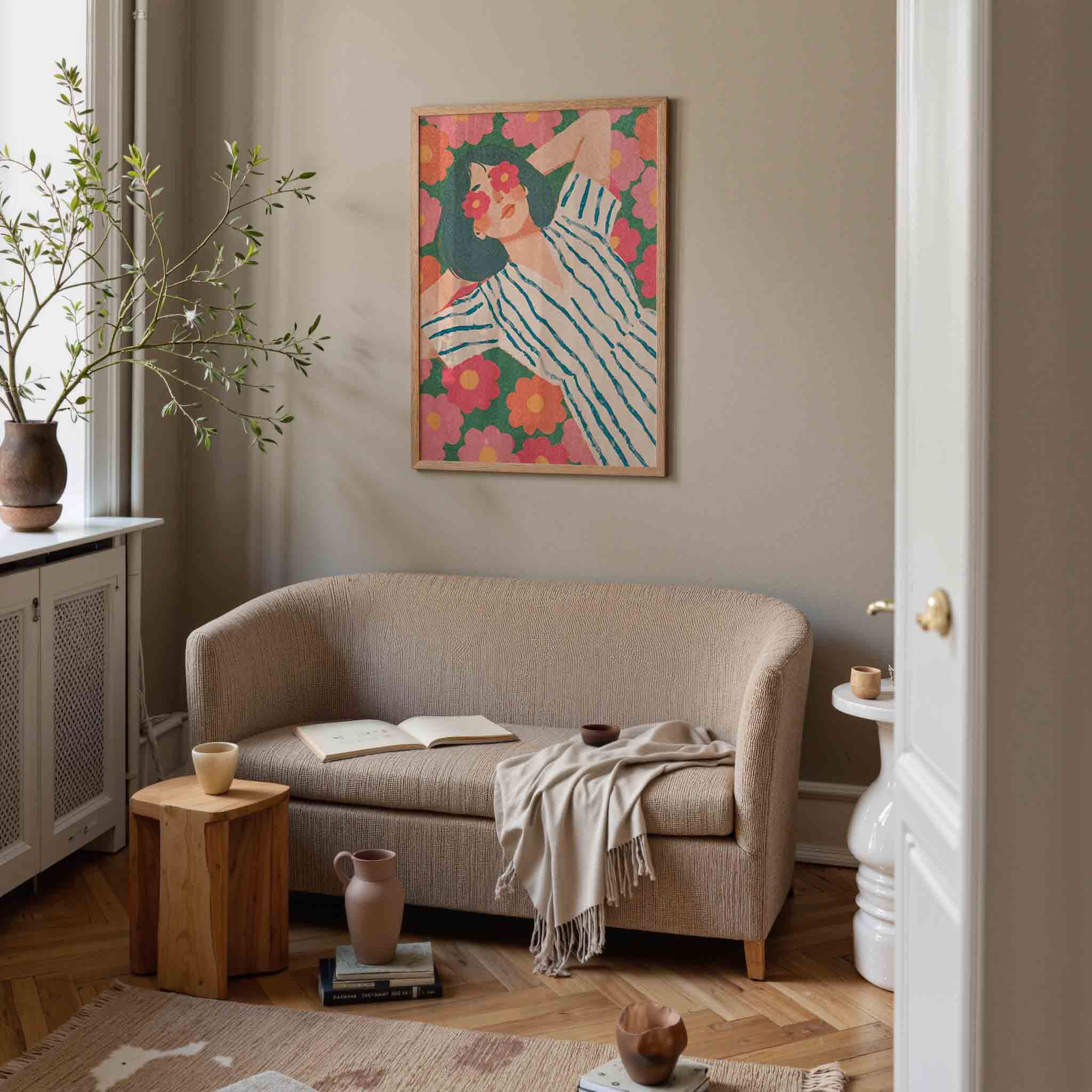 Vrouw met bloemen Poster