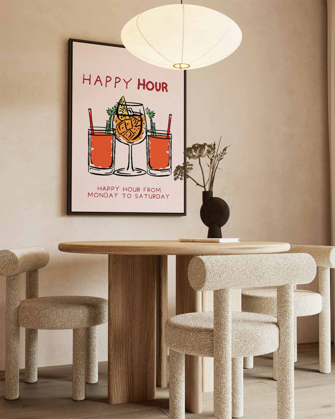 Happy Hour Illustratie Kunstwerk-canvas-dibond-plexiglas-wanddecoratie-WallArtistic