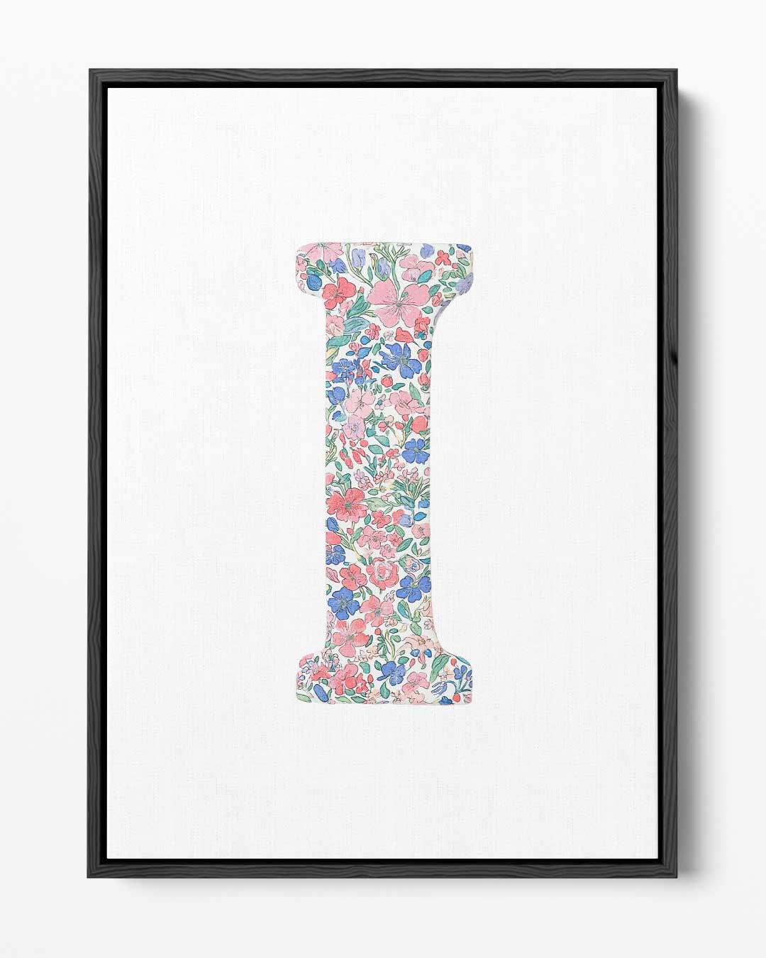 Bloemrijke Letter I Kunstwerk-canvas-dibond-plexiglas-wanddecoratie-WallArtistic
