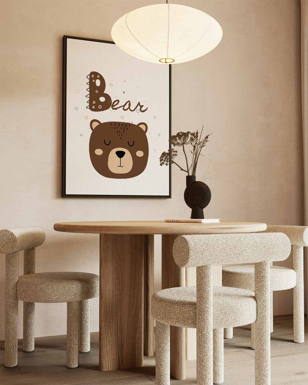 Dromerige Beer Kinderposter Kunstwerk-canvas-dibond-plexiglas-wanddecoratie-WallArtistic