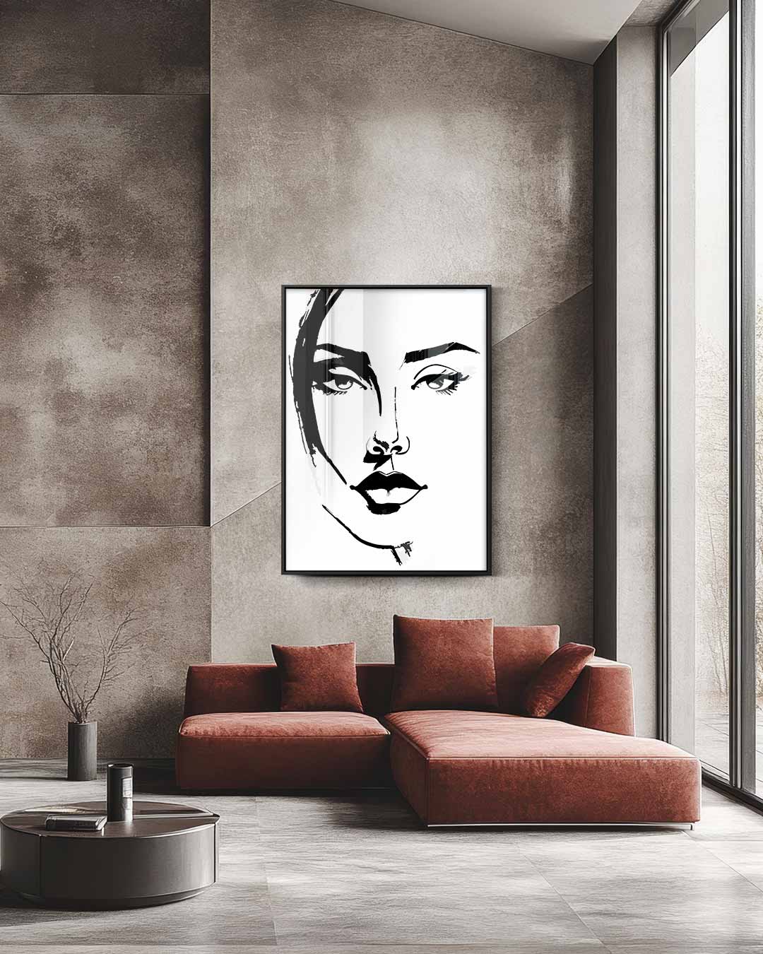 Minimalistisch Portret Kunstwerk-canvas-dibond-plexiglas-wanddecoratie-WallArtistic