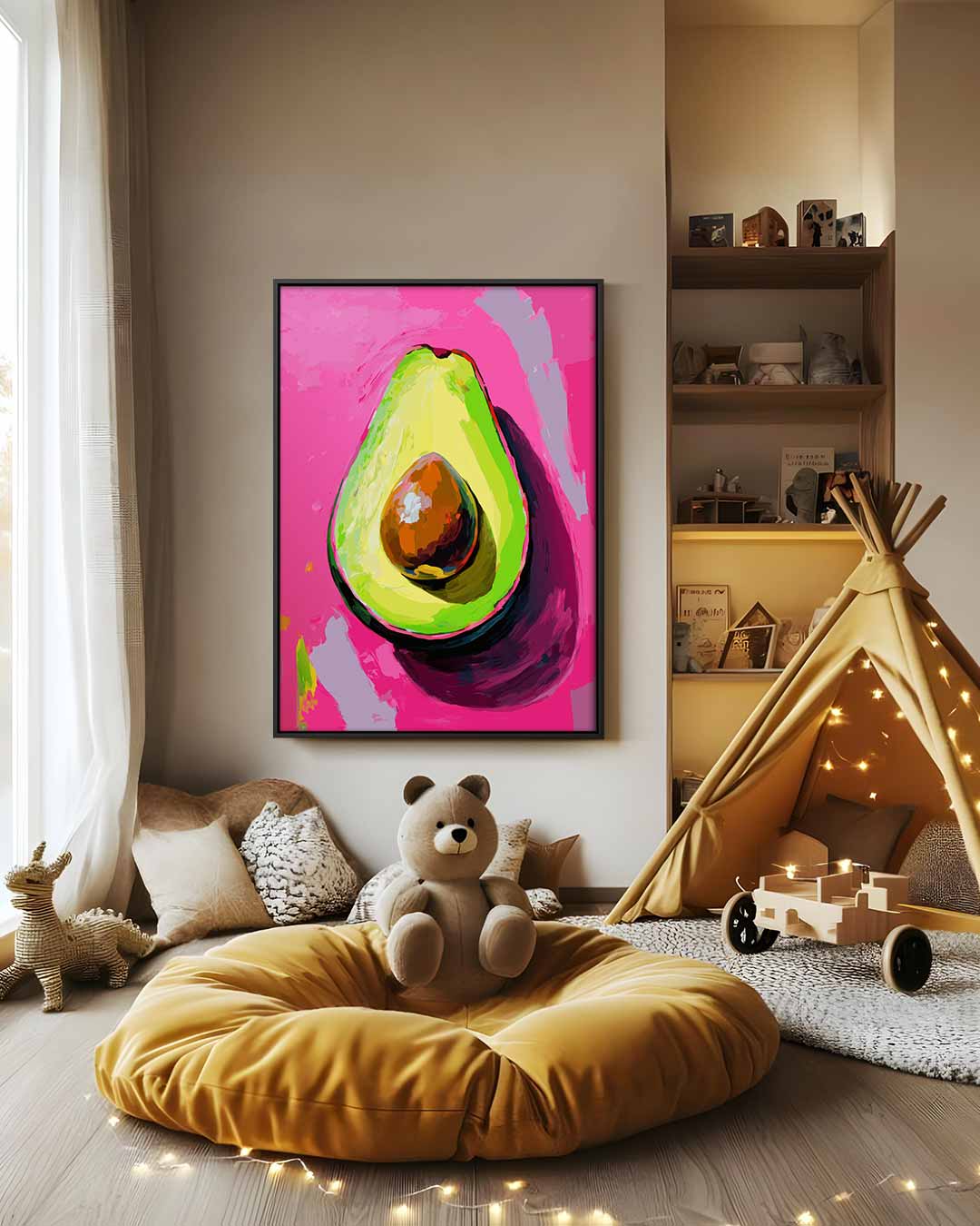 Avocado Pop Art Kunstwerk-canvas-dibond-plexiglas-wanddecoratie-WallArtistic