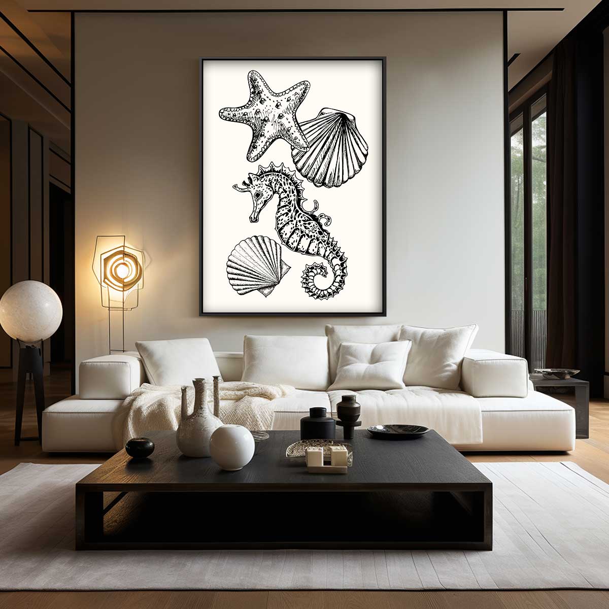 Zeeschatten Illustratie Kunstwerk-canvas-dibond-plexiglas-wanddecoratie-WallArtistic