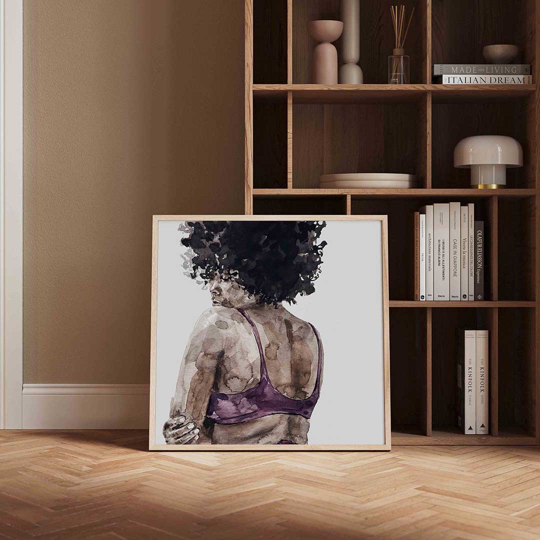 Vrouw met krullend haar Poster