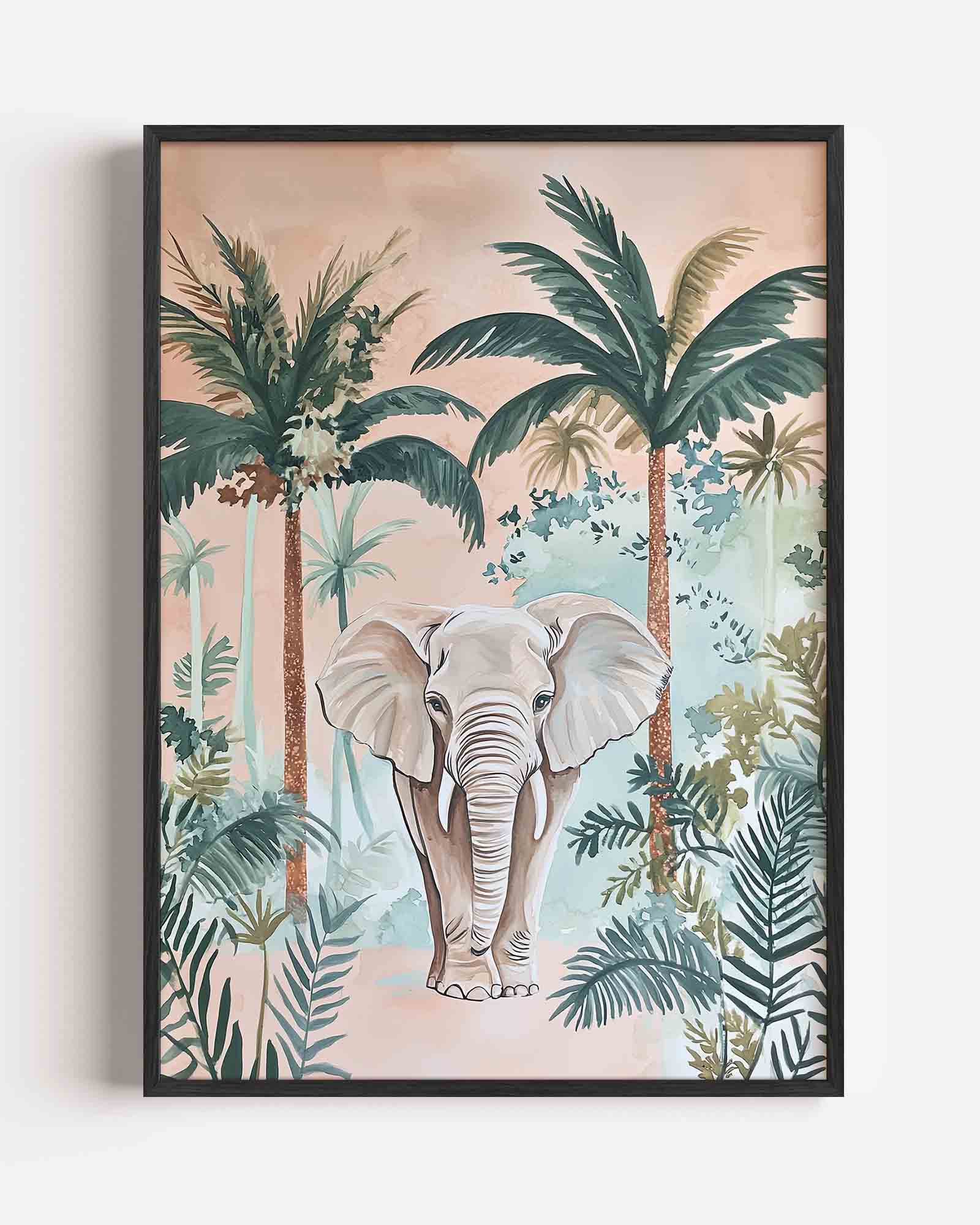 Olifant en palmbomen Poster