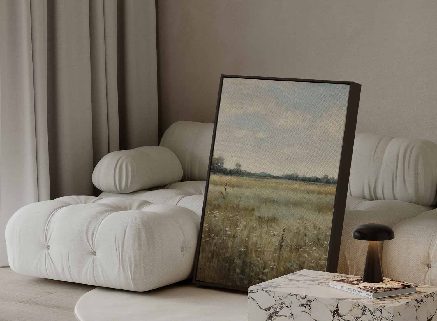 Zomerweide in de ochtend Kunstwerk-canvas-dibond-plexiglas-wanddecoratie-WallArtistic