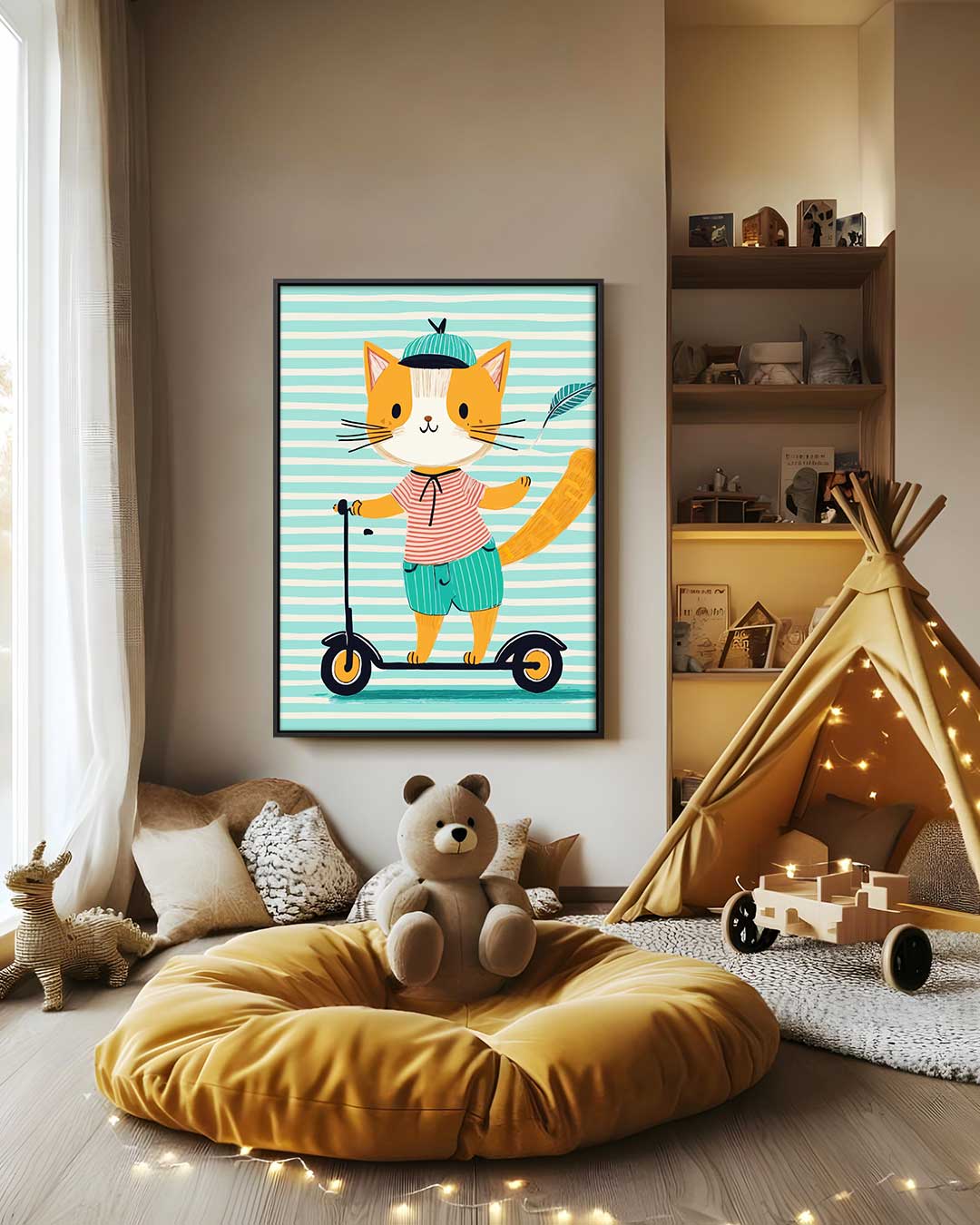 Kat op Step Kunstwerk-canvas-dibond-plexiglas-wanddecoratie-WallArtistic