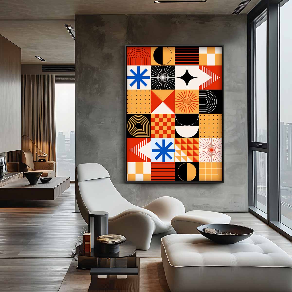 Retro Geometrisch Kunstwerk Kunstwerk-canvas-dibond-plexiglas-wanddecoratie-WallArtistic