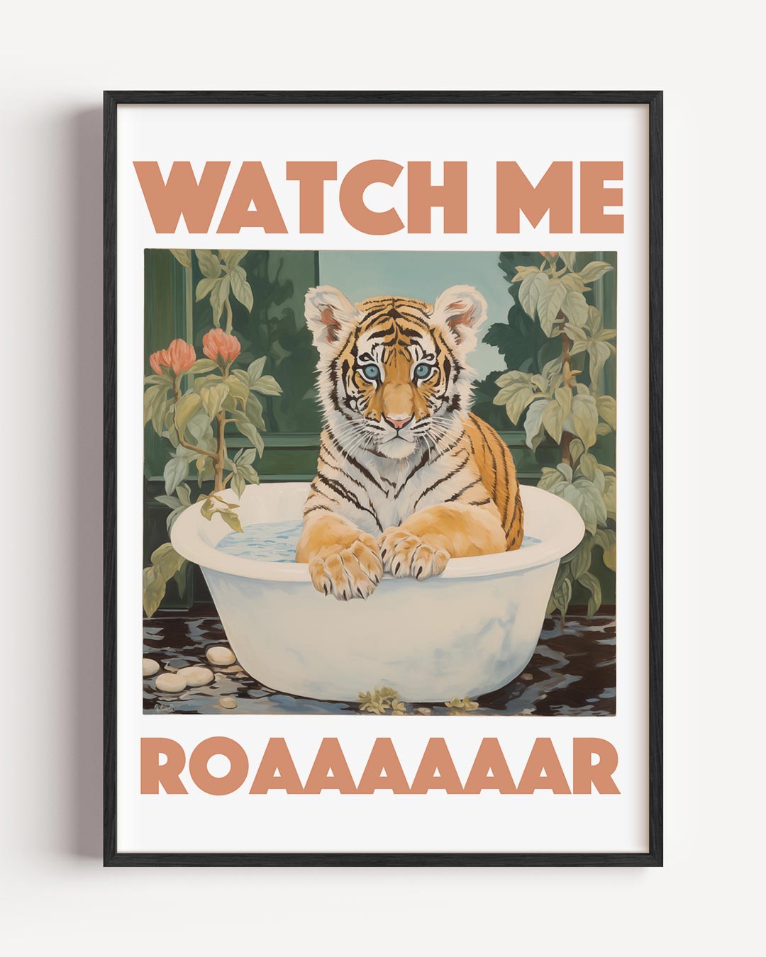 Schattige Tijger in Bad Poster-WallArtistic