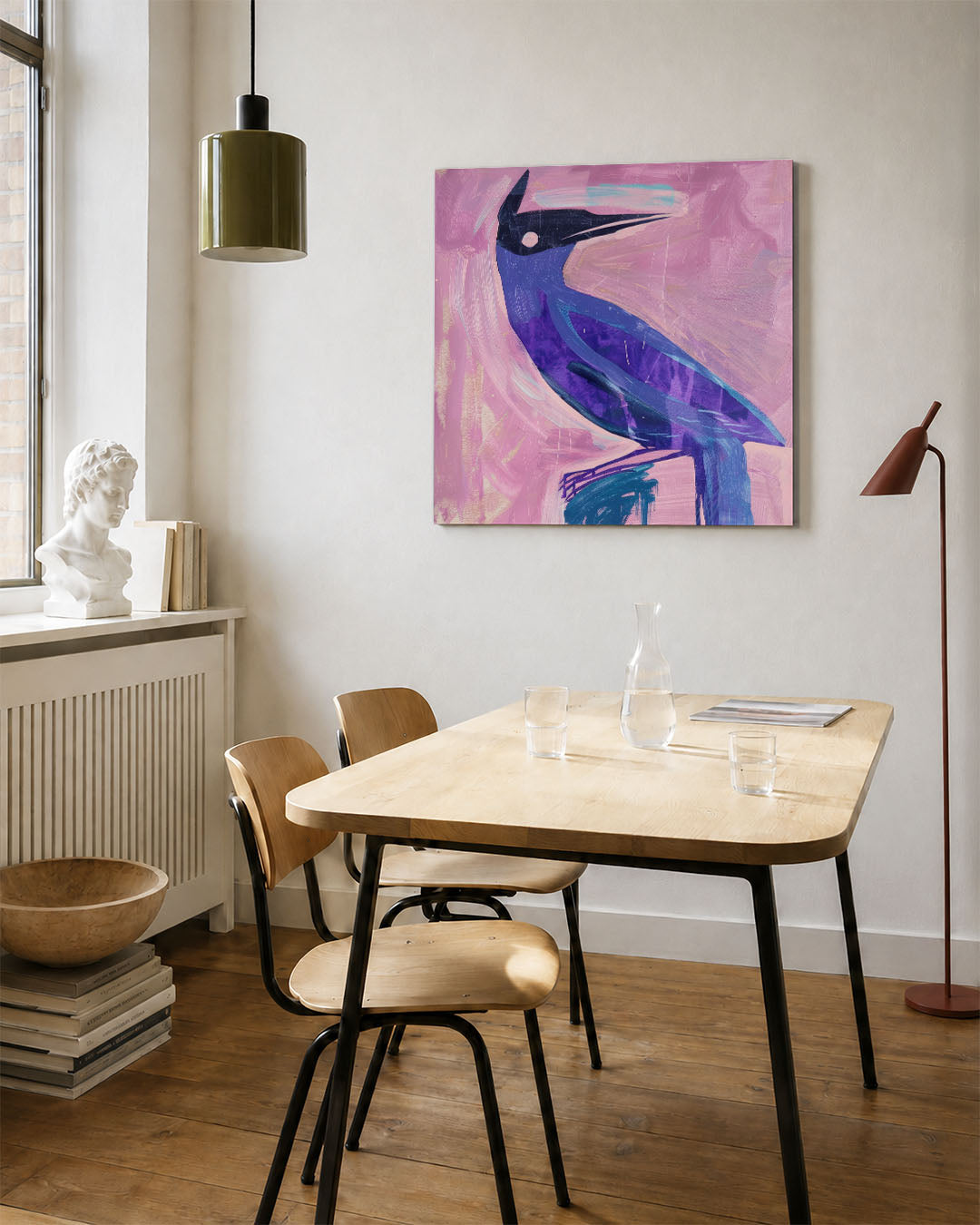 Vogelsilhouet met kleuren Kunstwerk