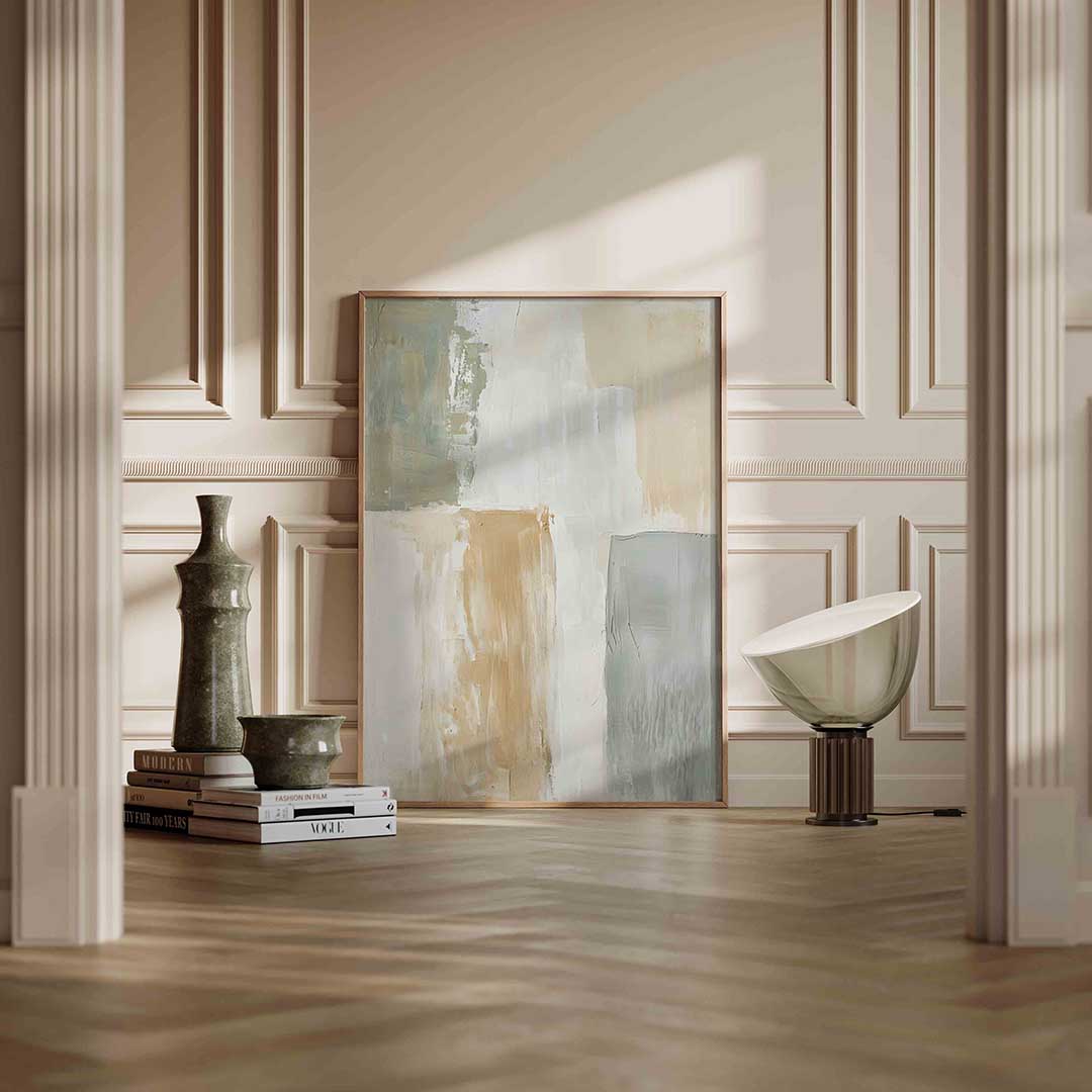 Abstracte beige en grijze vlakken Poster