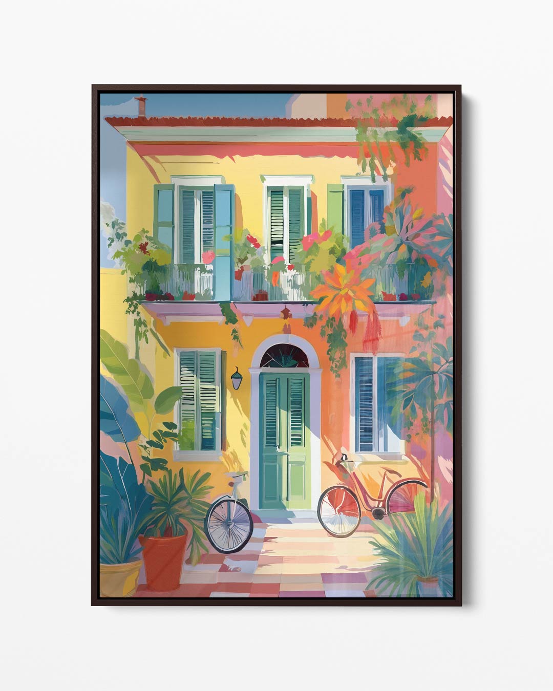 Zonnige Mediterrane Gevel Kunstwerk-canvas-dibond-plexiglas-wanddecoratie-WallArtistic