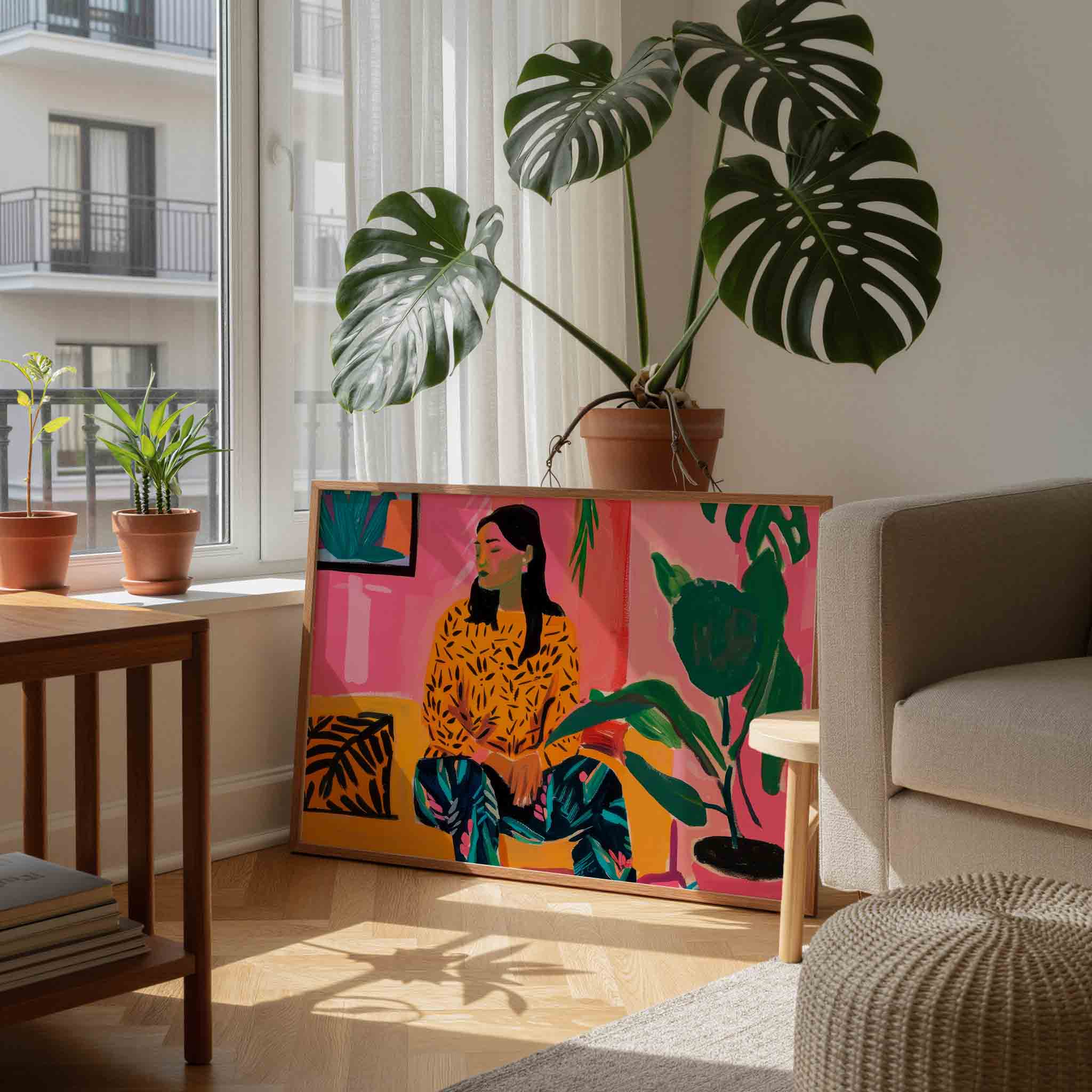 Vrouw met planten Poster