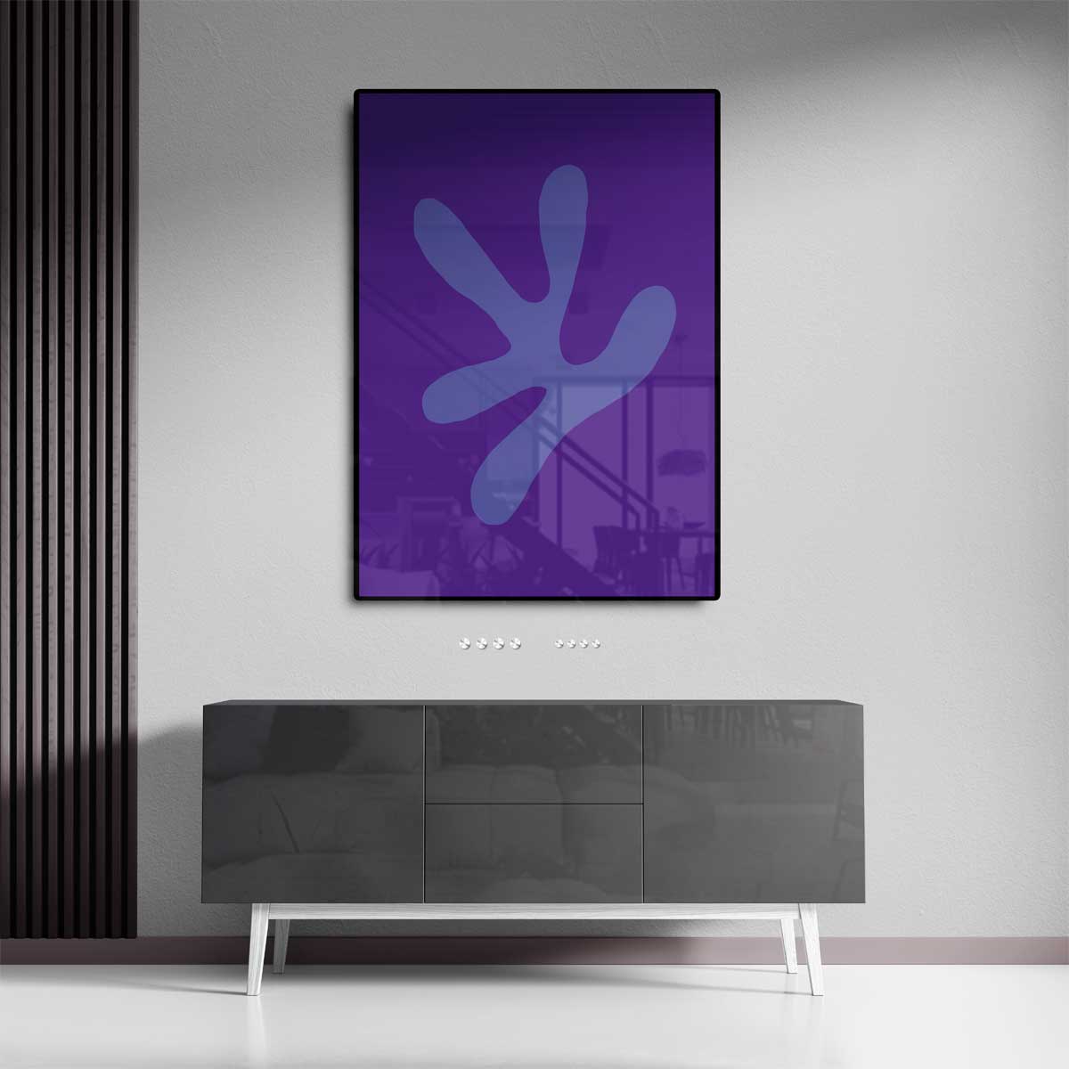 Speelse Paarse Vormen Kunstwerk-canvas-dibond-plexiglas-wanddecoratie-WallArtistic
