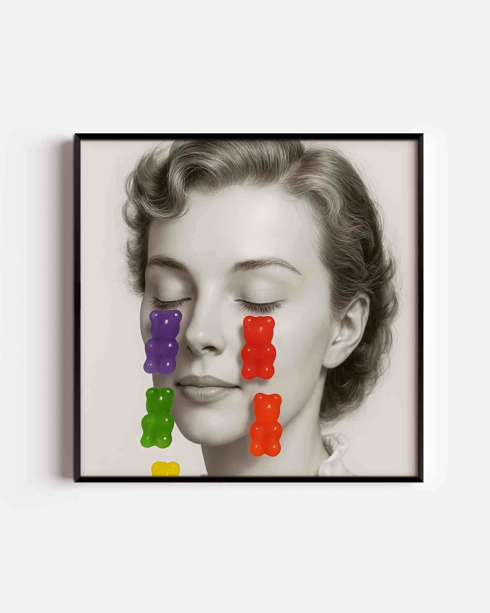 Vrouw met kleurrijke beren Poster