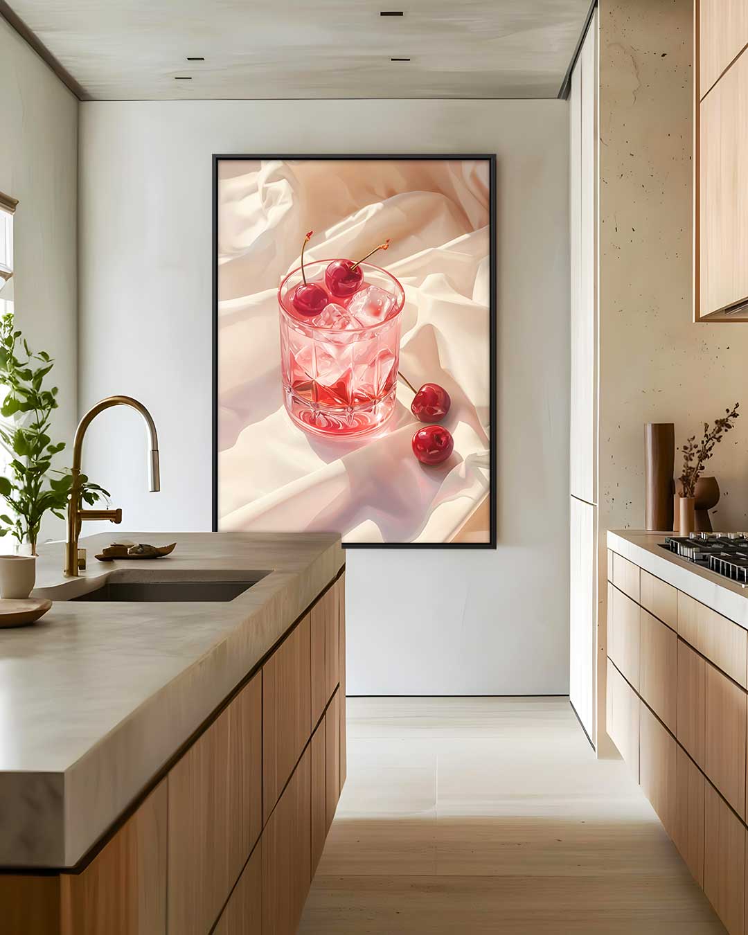 Verfrissende Kersen Op IJs Kunstwerk-canvas-dibond-plexiglas-wanddecoratie-WallArtistic