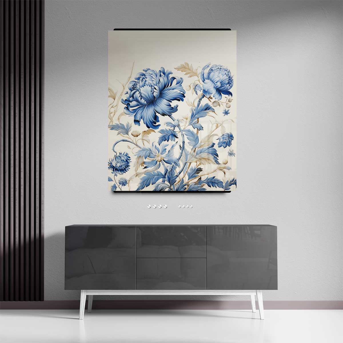 Blauwe Bloemendroom Kunstwerk-canvas-dibond-plexiglas-wanddecoratie-WallArtistic