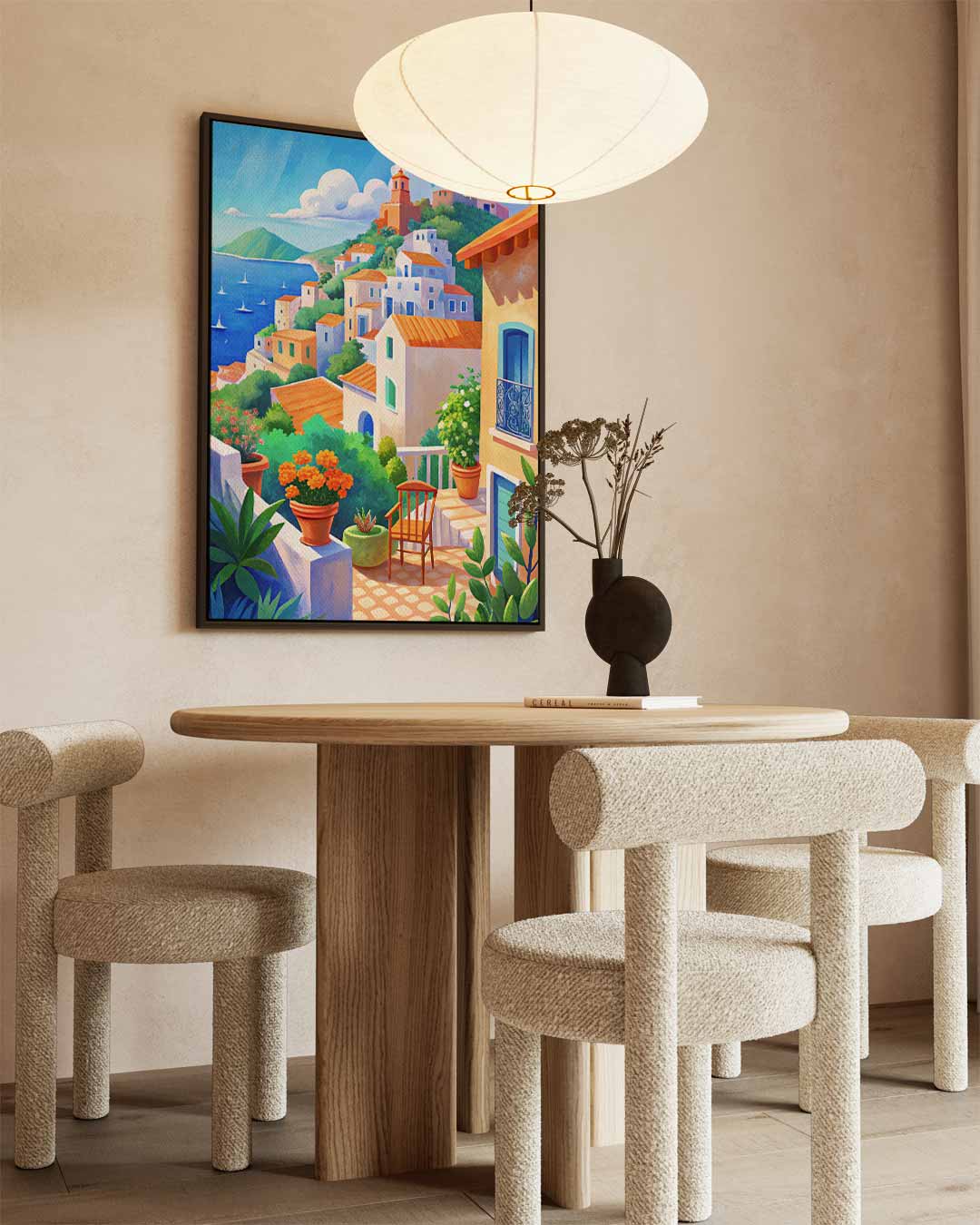 Zonnige Mediterrane Terras Kunstwerk-canvas-dibond-plexiglas-wanddecoratie-WallArtistic