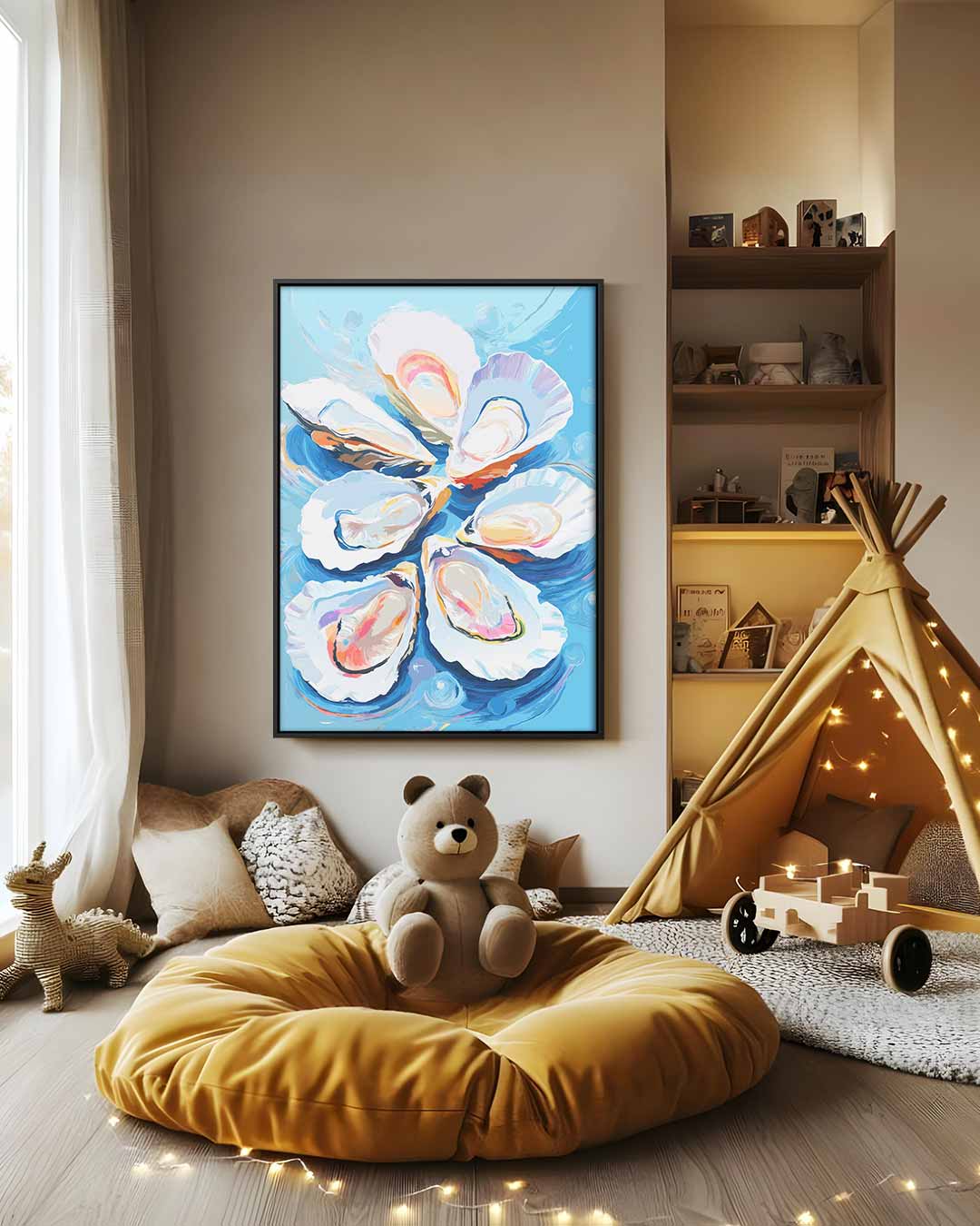 Vrolijke Oesters op Zee Kunstwerk-canvas-dibond-plexiglas-wanddecoratie-WallArtistic