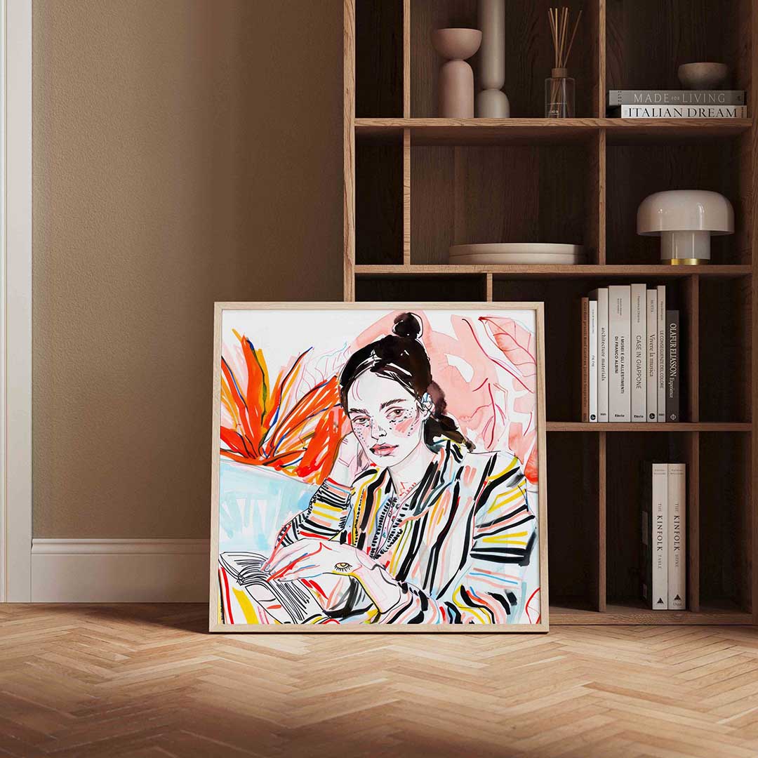 Vrouw met boek Poster