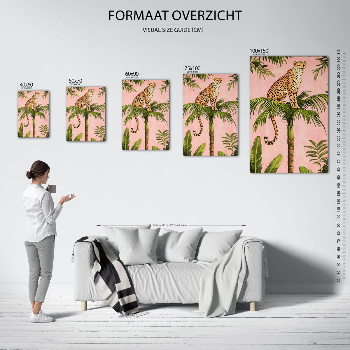 Luipaard op palm Kunstwerk