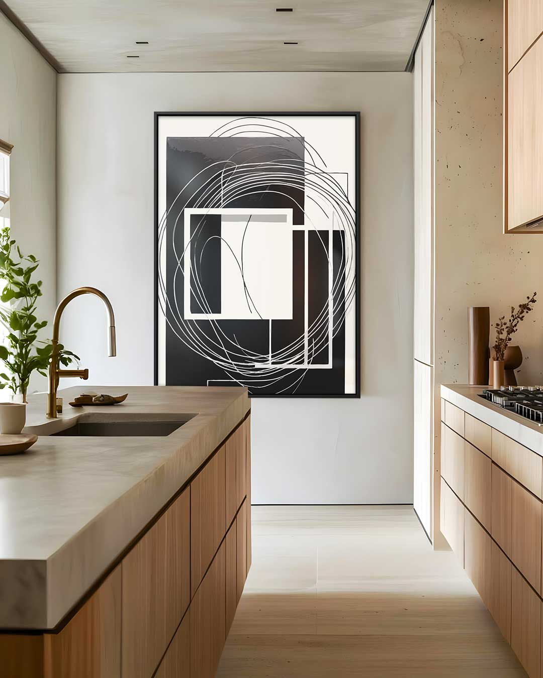 Abstracte Zwart-Wit Harmonie Kunstwerk-canvas-dibond-plexiglas-wanddecoratie-WallArtistic