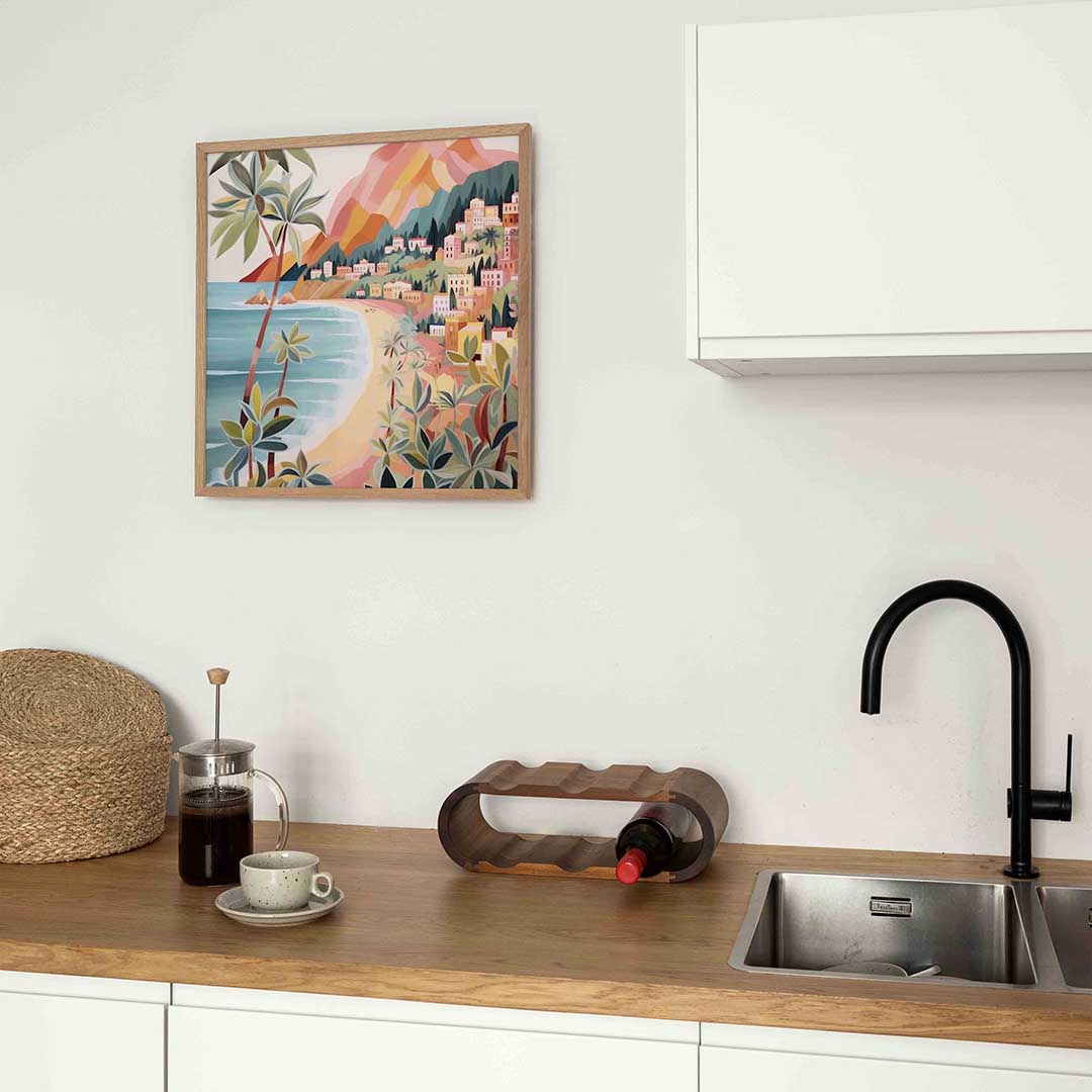 Kustlandschap met palmbomen Poster