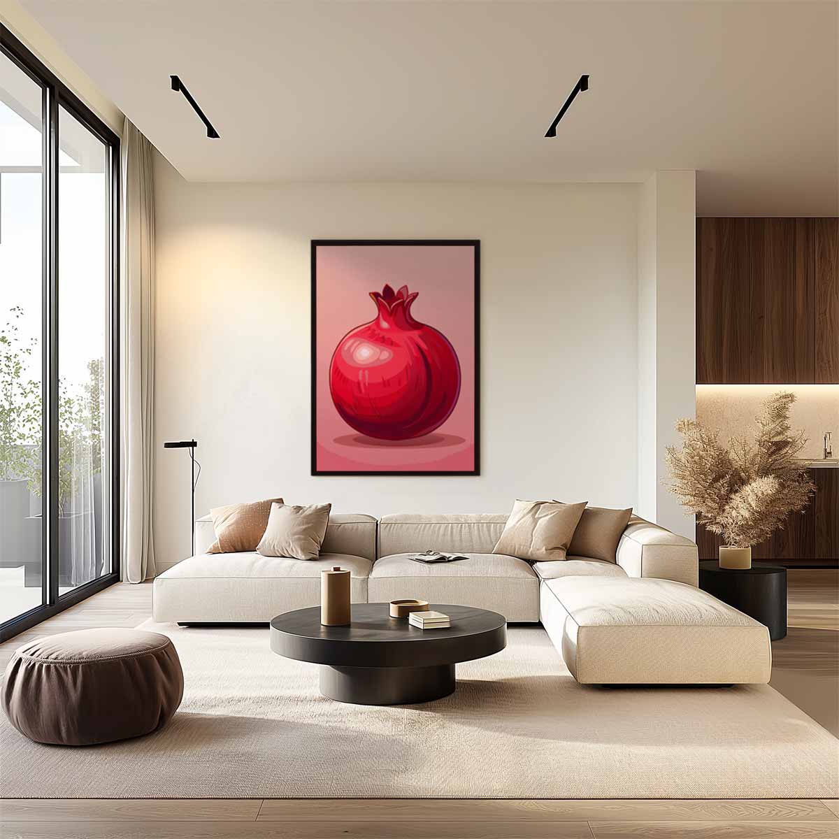 Stijlvolle Granaatappel Illustratie Kunstwerk-canvas-dibond-plexiglas-wanddecoratie-WallArtistic