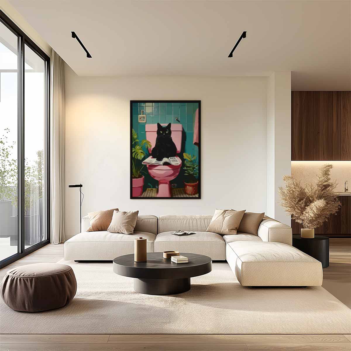Kat op de Troon Kunstwerk-canvas-dibond-plexiglas-wanddecoratie-WallArtistic