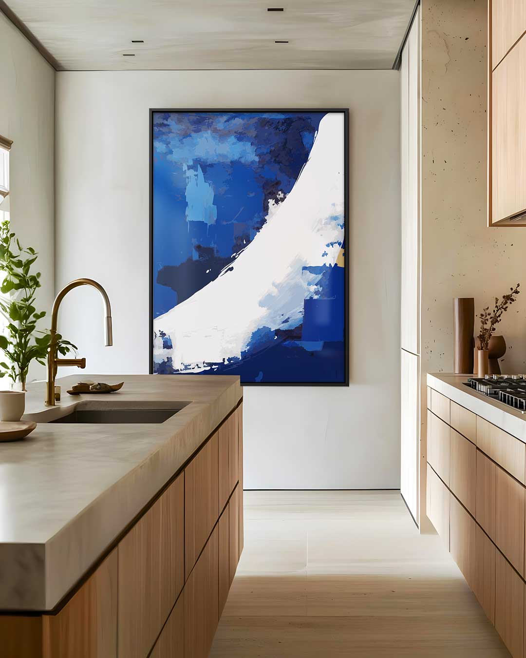 Golvende Blauw Kunstwerk-canvas-dibond-plexiglas-wanddecoratie-WallArtistic