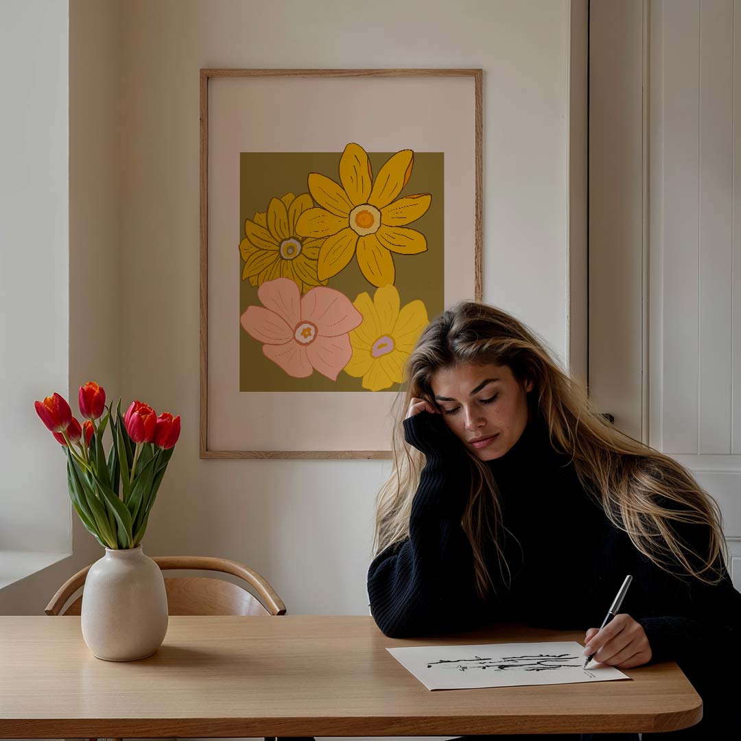Bloemenexplosie Kunstposter-WallArtistic