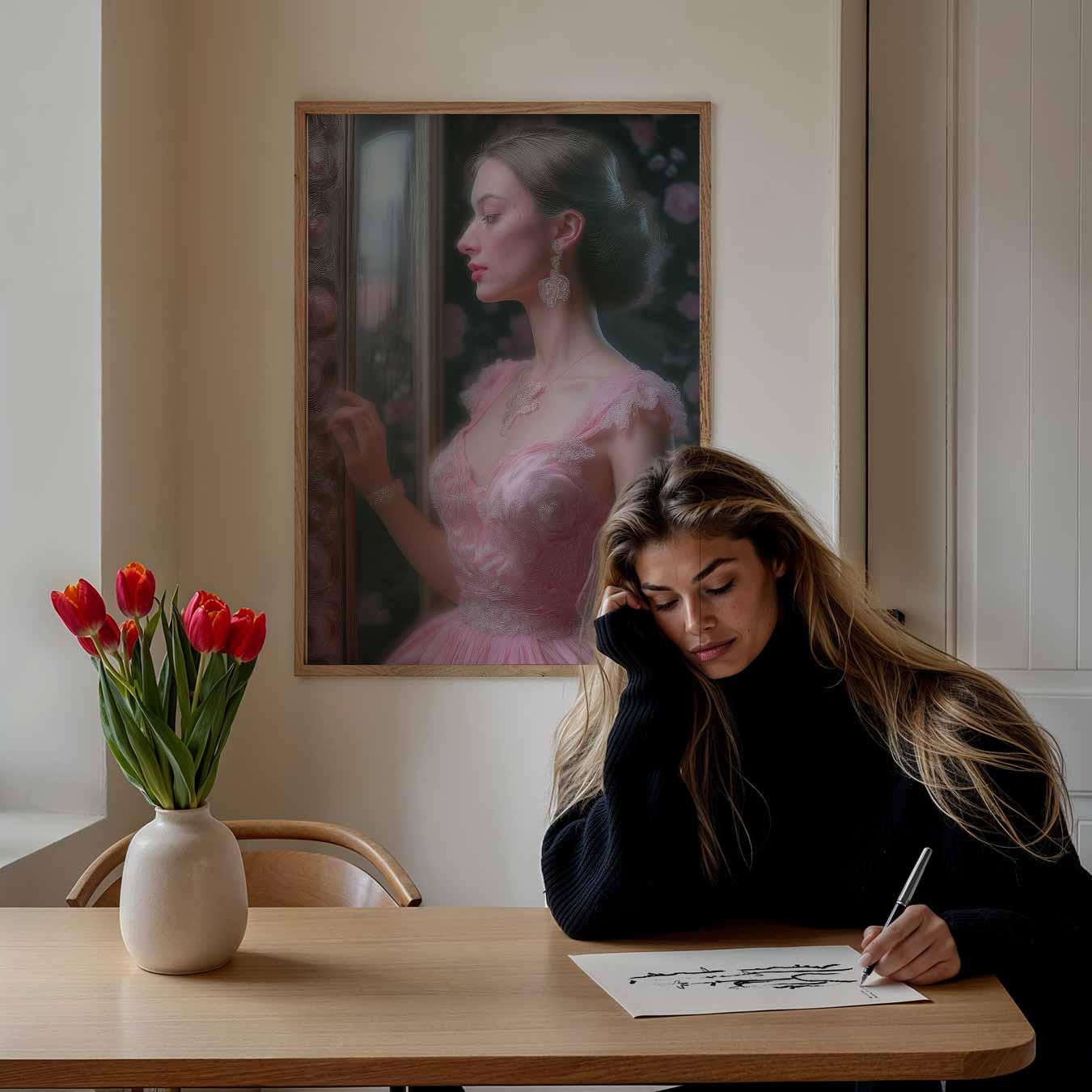 Dromerige Elegantie in Roze Poster