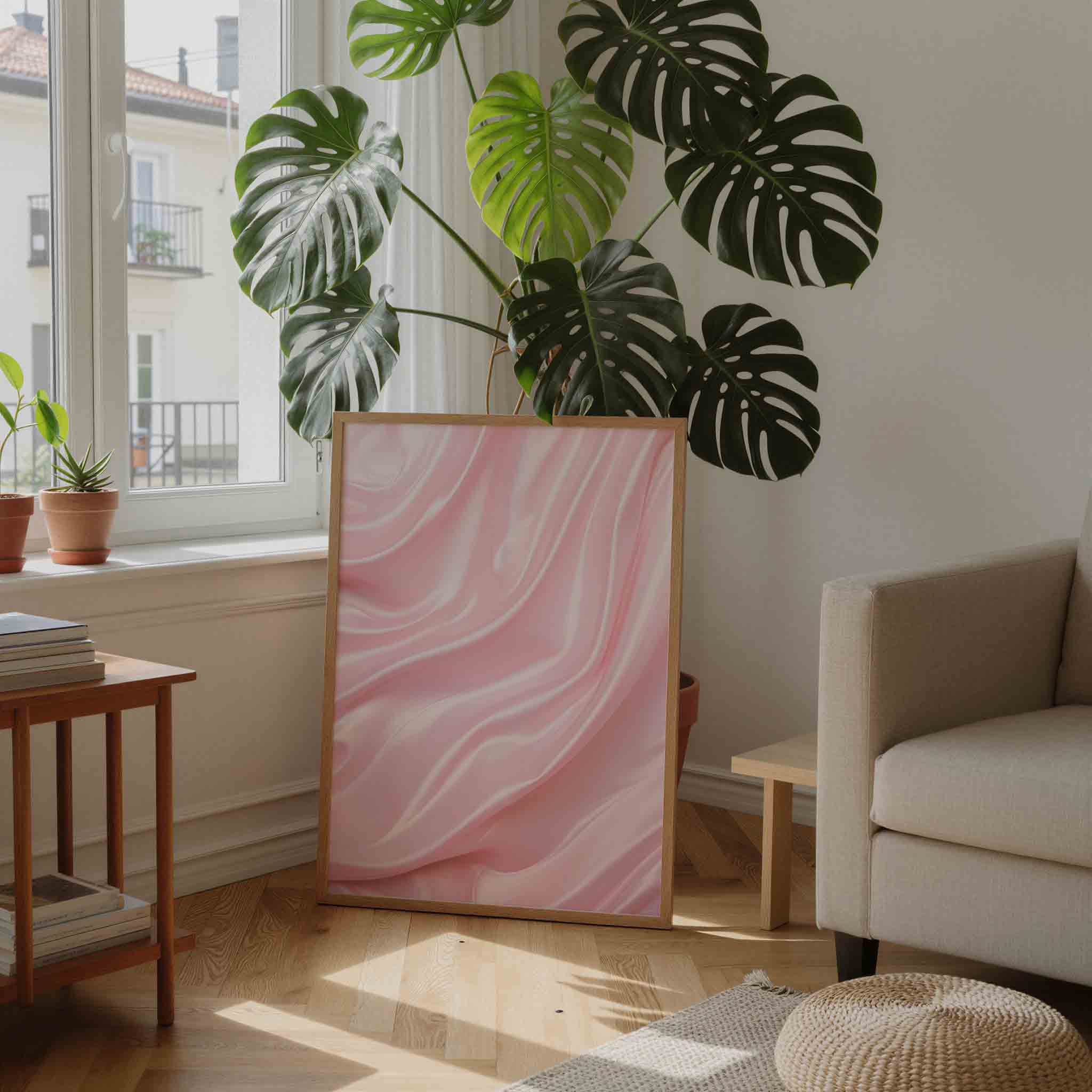 Zachte roze golven Poster