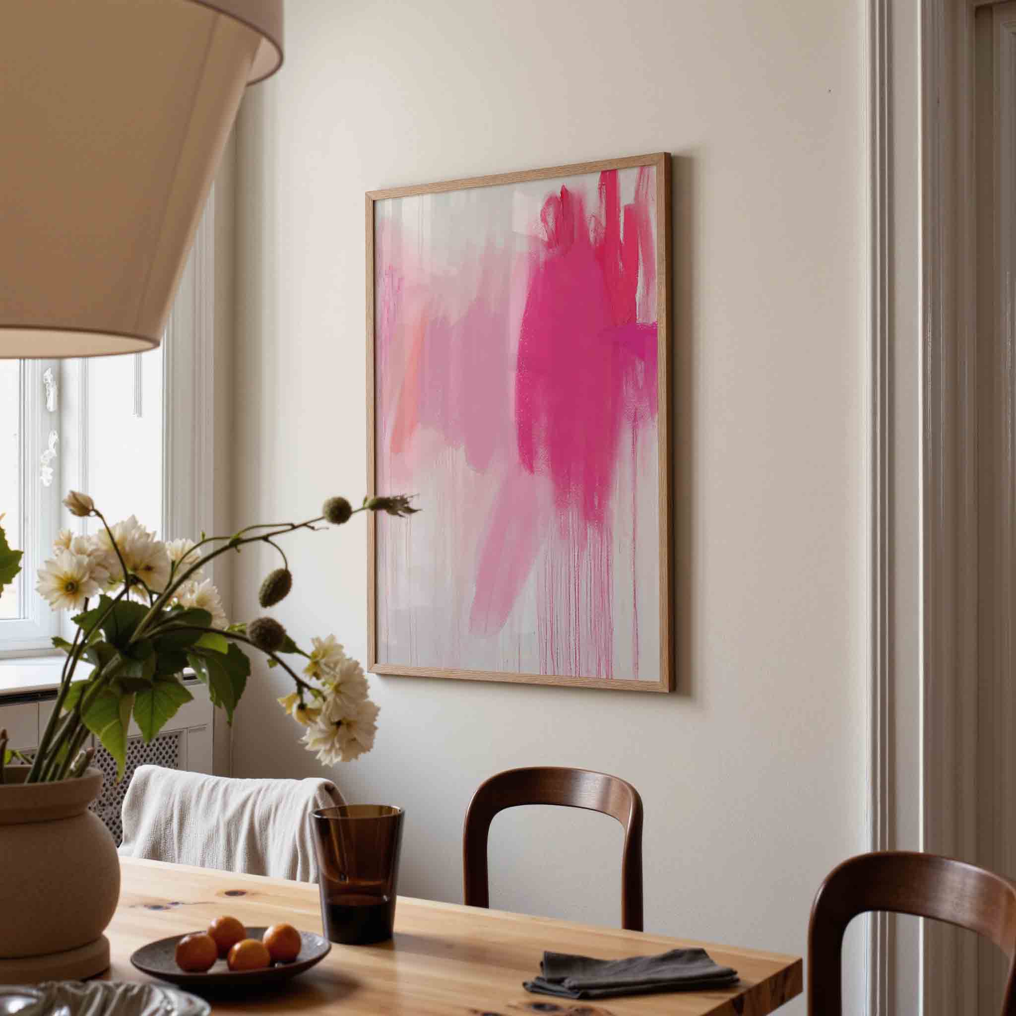 Roze en rode abstracte Poster