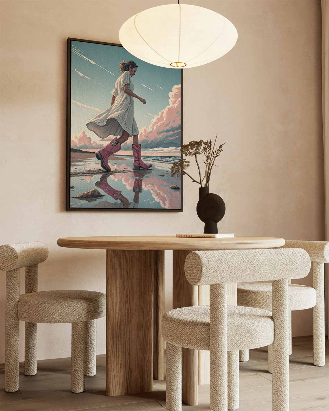 Stijlvolle Wandeling aan de Kust Kunstwerk-canvas-dibond-plexiglas-wanddecoratie-WallArtistic