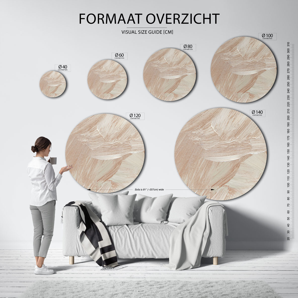Beige textuur Muurcirkel