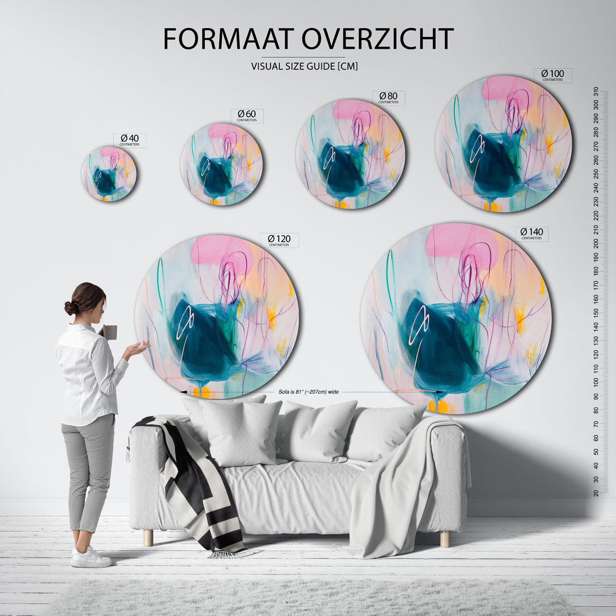 Abstracte vormen Muurcirkel