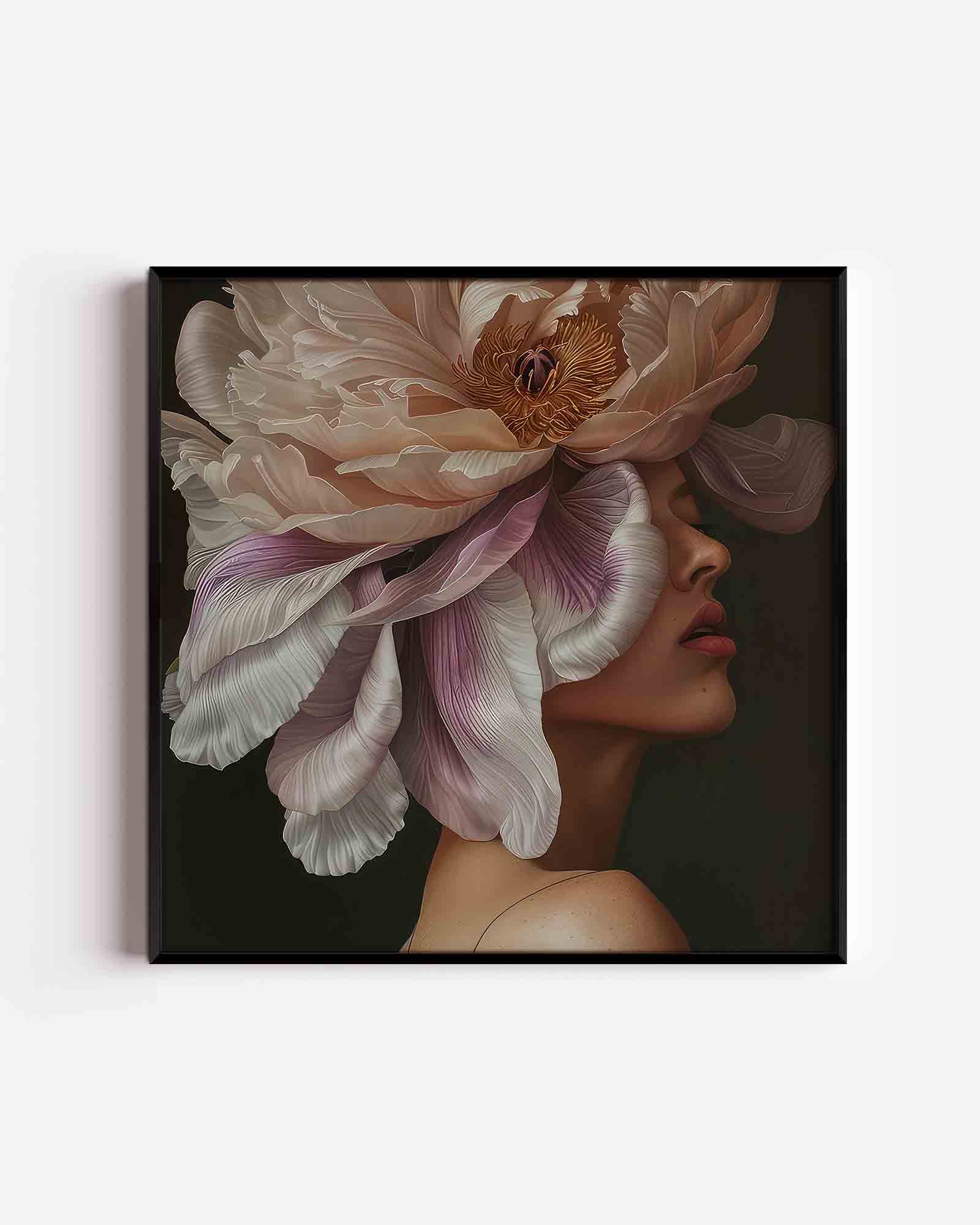 Bloem en gezicht Poster