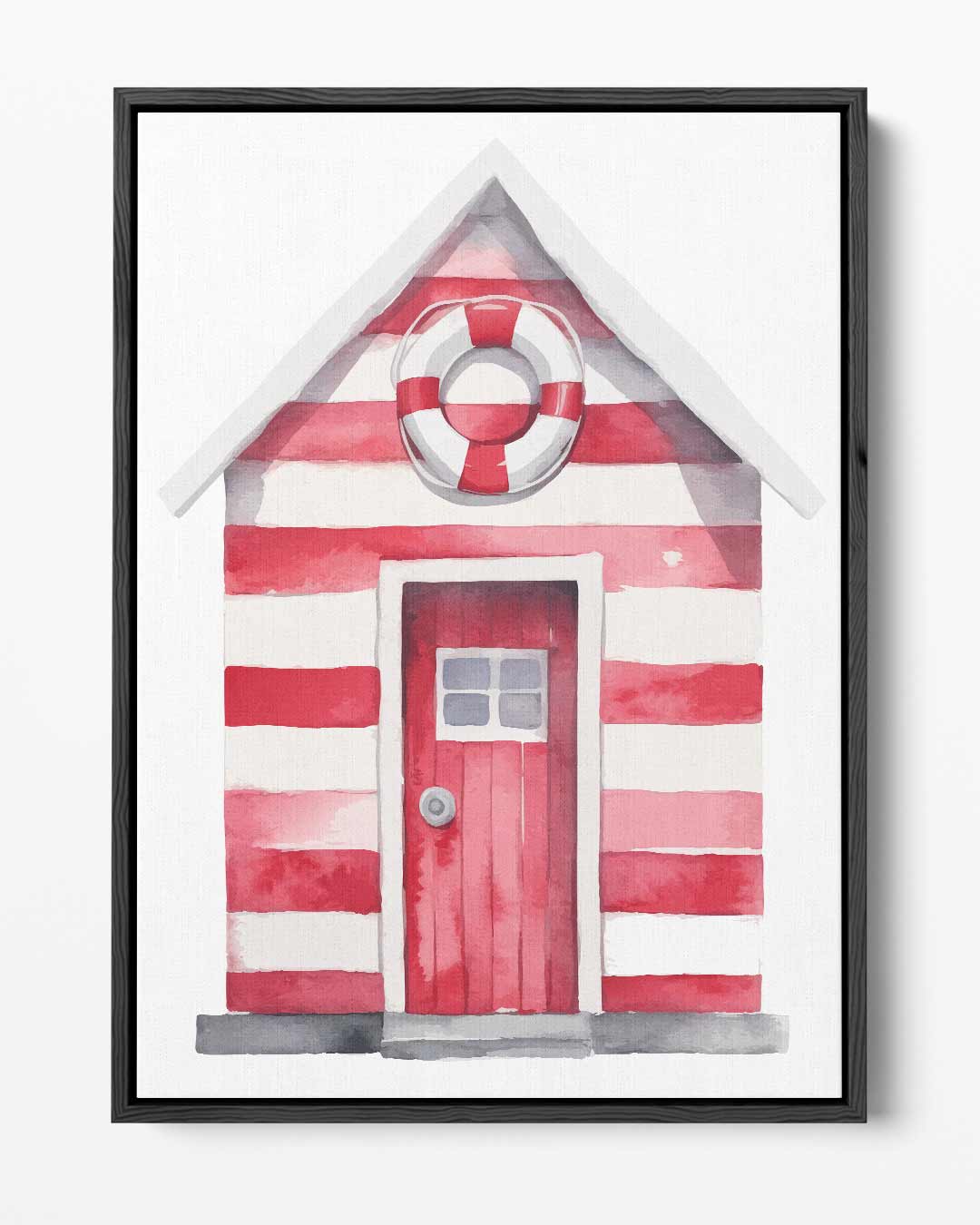 Strandhut Waterverf Print Kunstwerk-canvas-dibond-plexiglas-wanddecoratie-WallArtistic