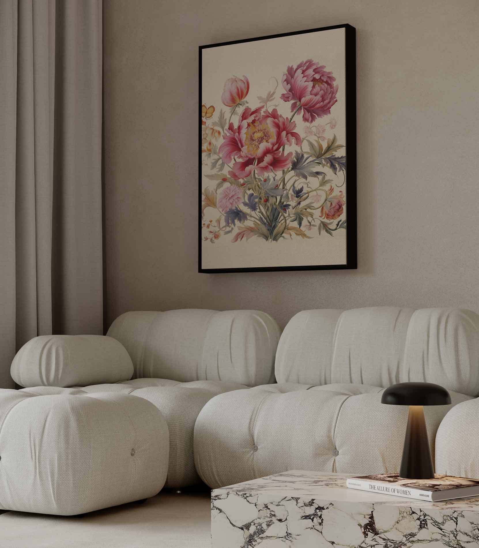 Bloemenpracht met Vlinder Kunstwerk-canvas-dibond-plexiglas-wanddecoratie-WallArtistic