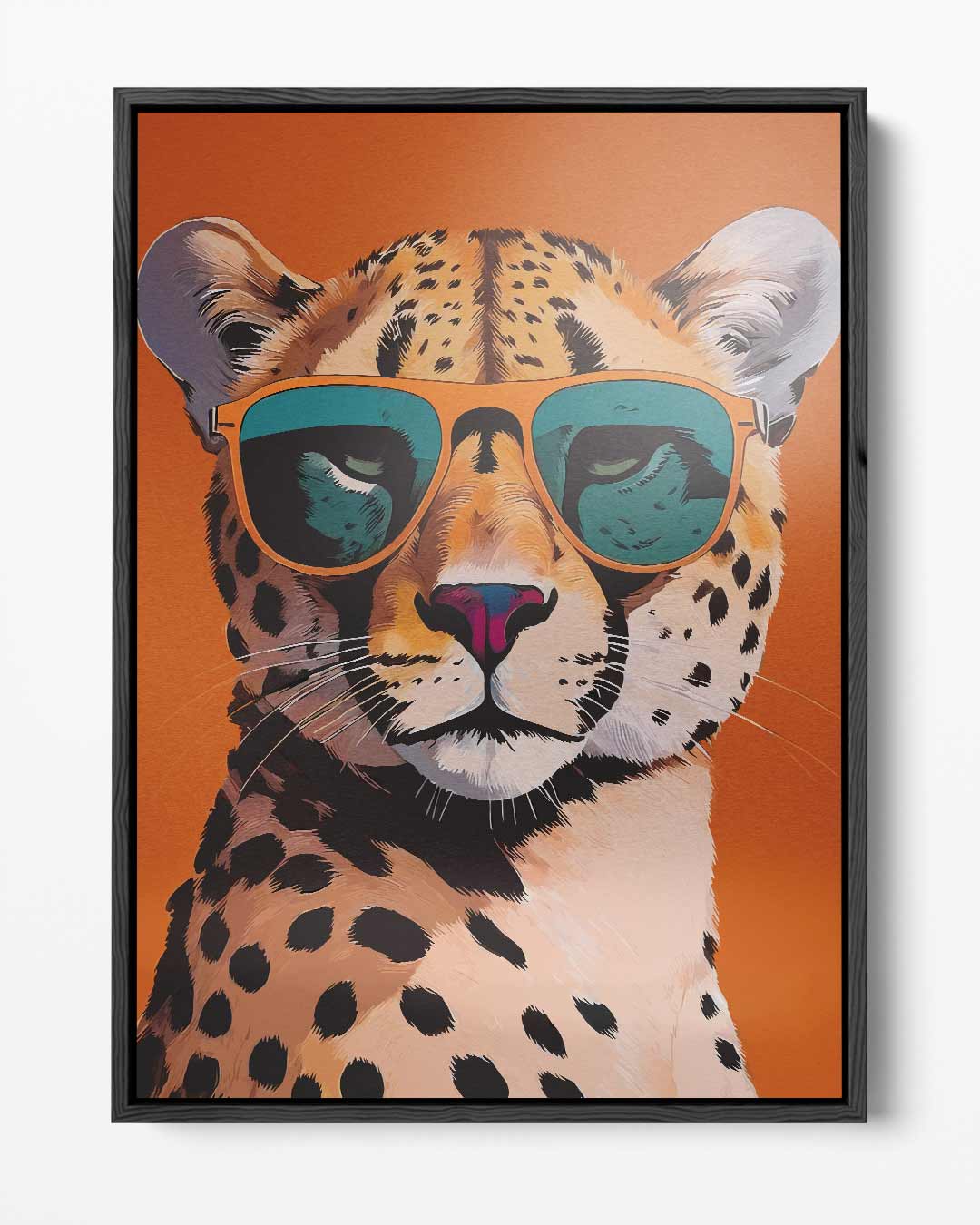 Stoere Jachtluipaard met Zonnebril Kunstwerk-canvas-dibond-plexiglas-wanddecoratie-WallArtistic