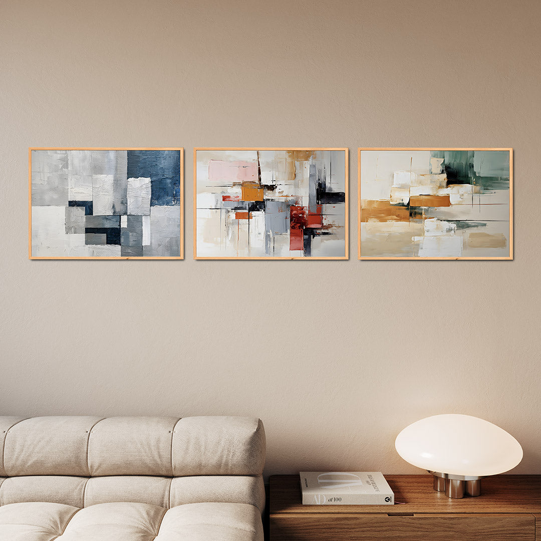 Blauwgrijze vlakken Posterset