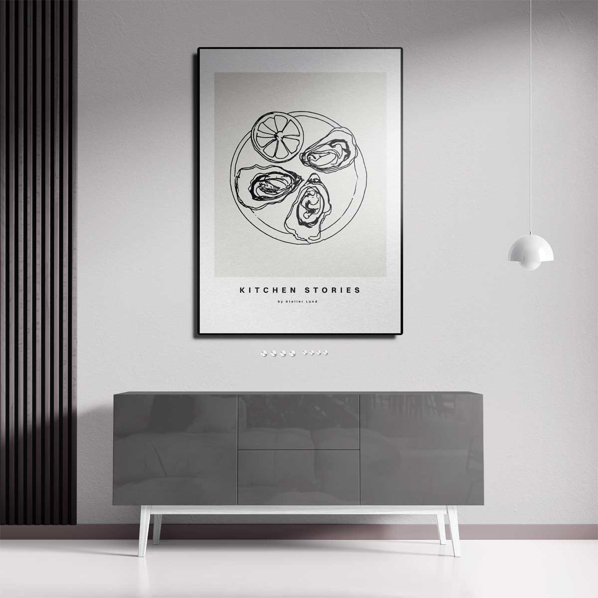 Zilte Geluk: Oesterillustratie Kunstwerk-canvas-dibond-plexiglas-wanddecoratie-WallArtistic