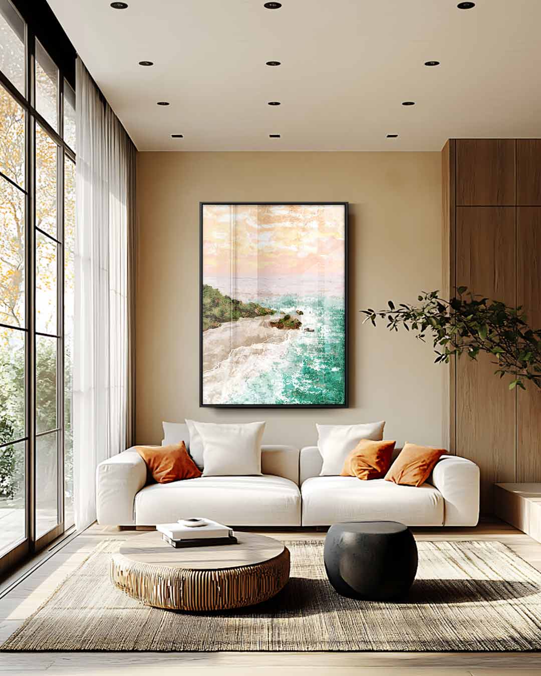 Zonsondergang aan de Kust Kunstwerk-canvas-dibond-plexiglas-wanddecoratie-WallArtistic
