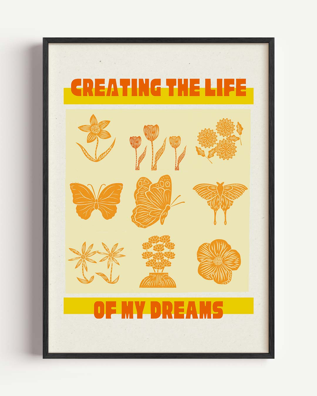 Dromerige Bloemen en Vlinders Poster