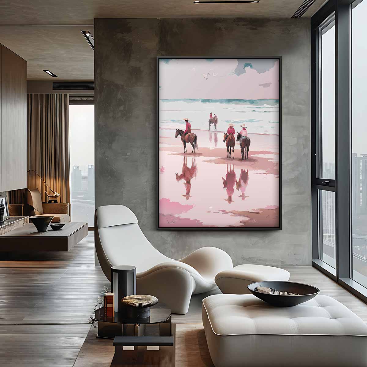Strandrit in de Avondzon Kunstwerk-canvas-dibond-plexiglas-wanddecoratie-WallArtistic