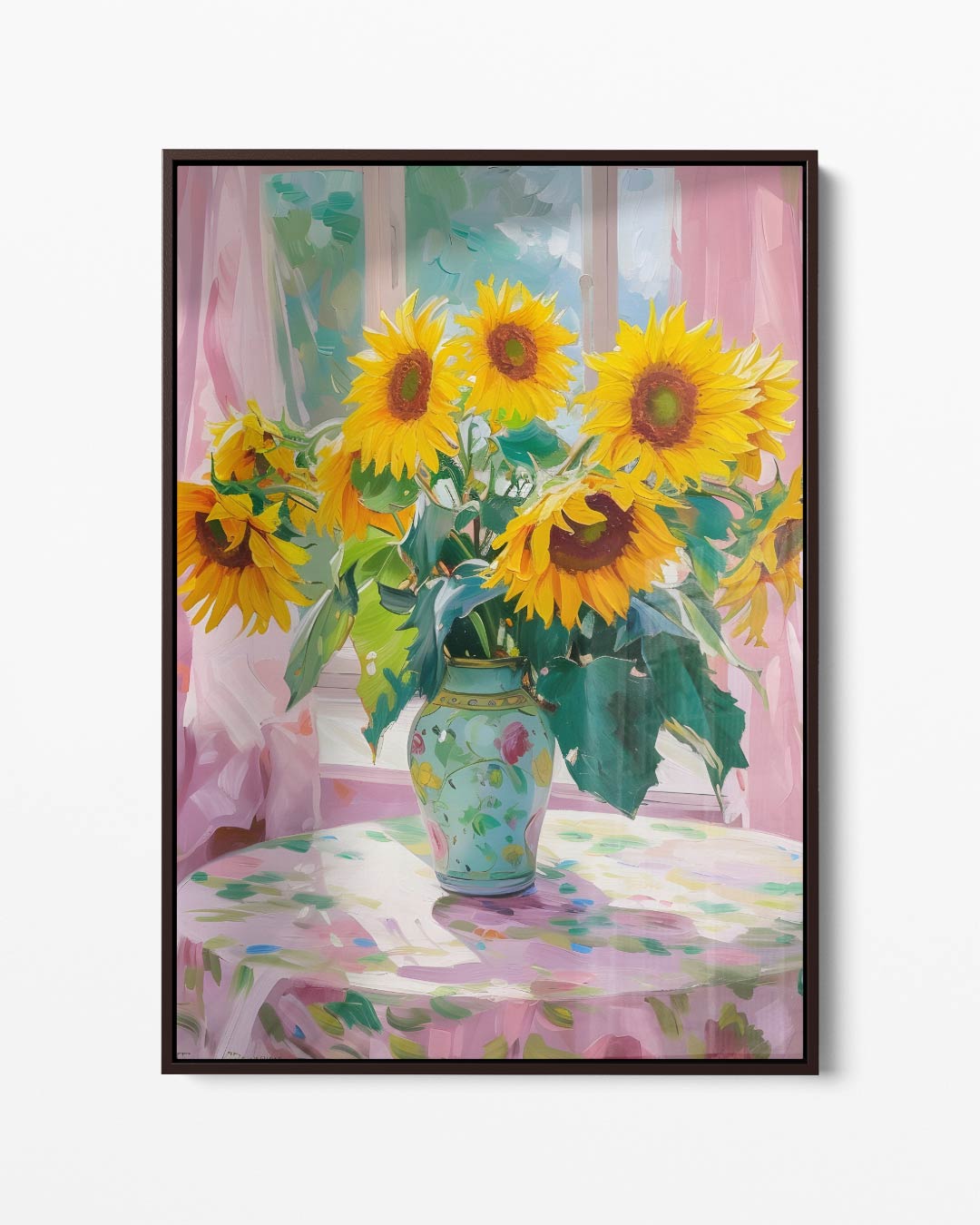 Zonnige Zonnebloemen in Vensterlicht Kunstwerk-canvas-dibond-plexiglas-wanddecoratie-WallArtistic
