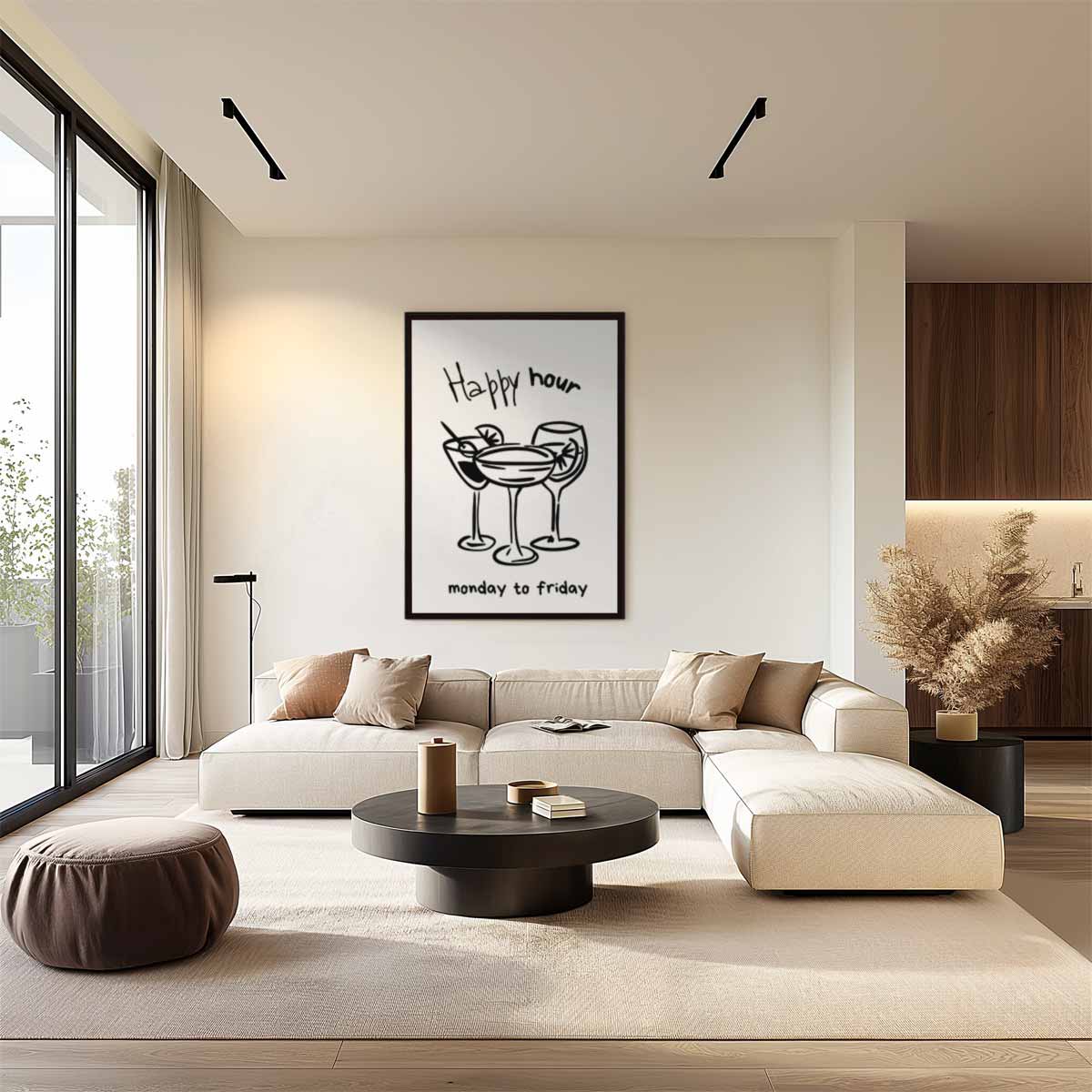 Happy Hour Illustratie Kunstwerk-canvas-dibond-plexiglas-wanddecoratie-WallArtistic