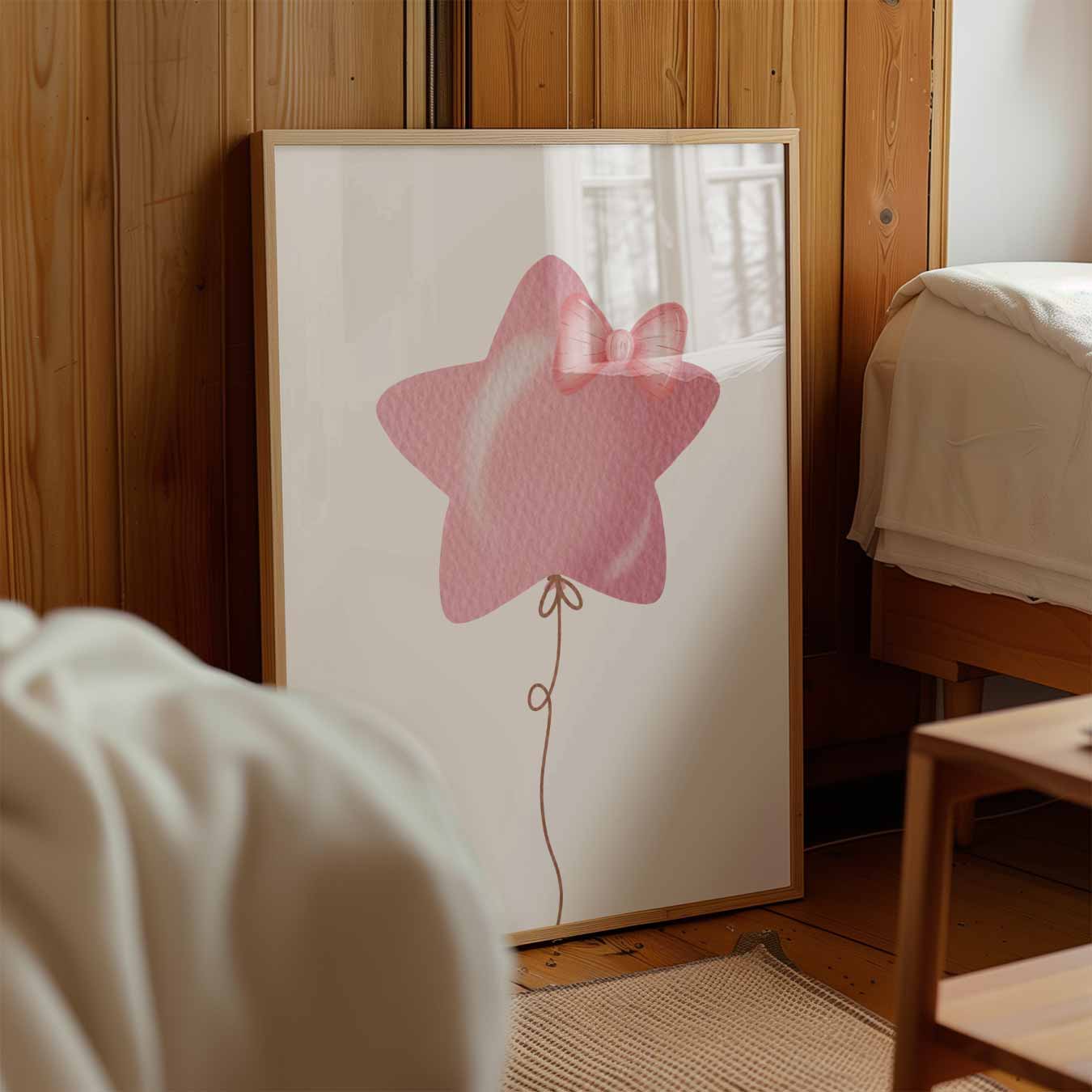 Dromerige Roze Ster Balloon Poster